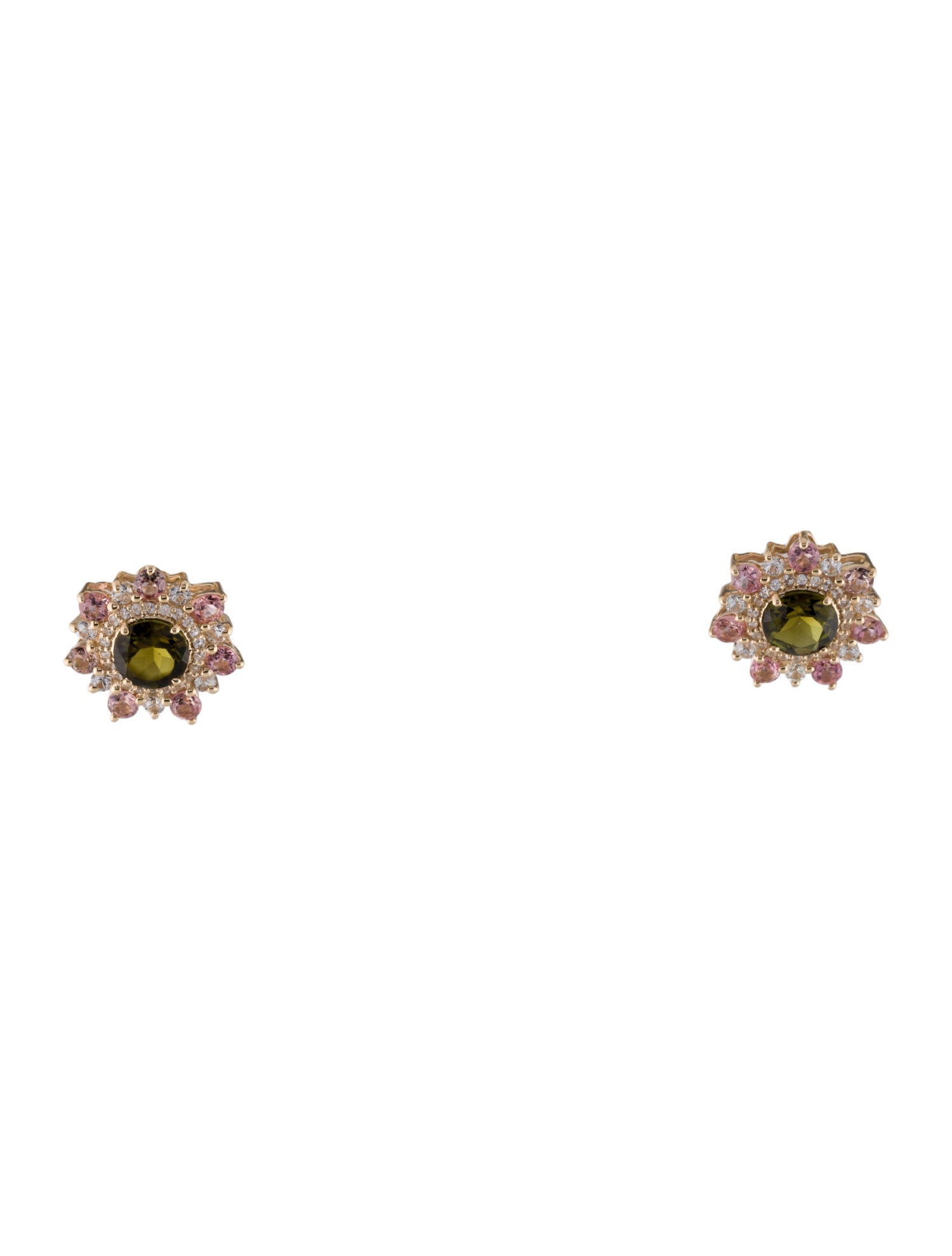 Earrings 14K 2.16ctw Tourmaline & Sapphire Stud Earrings