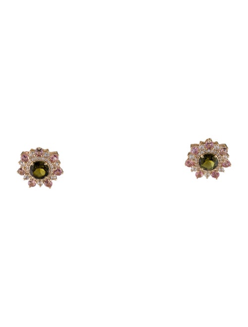 Earrings 14K 2.16ctw Tourmaline & Sapphire Stud Earrings