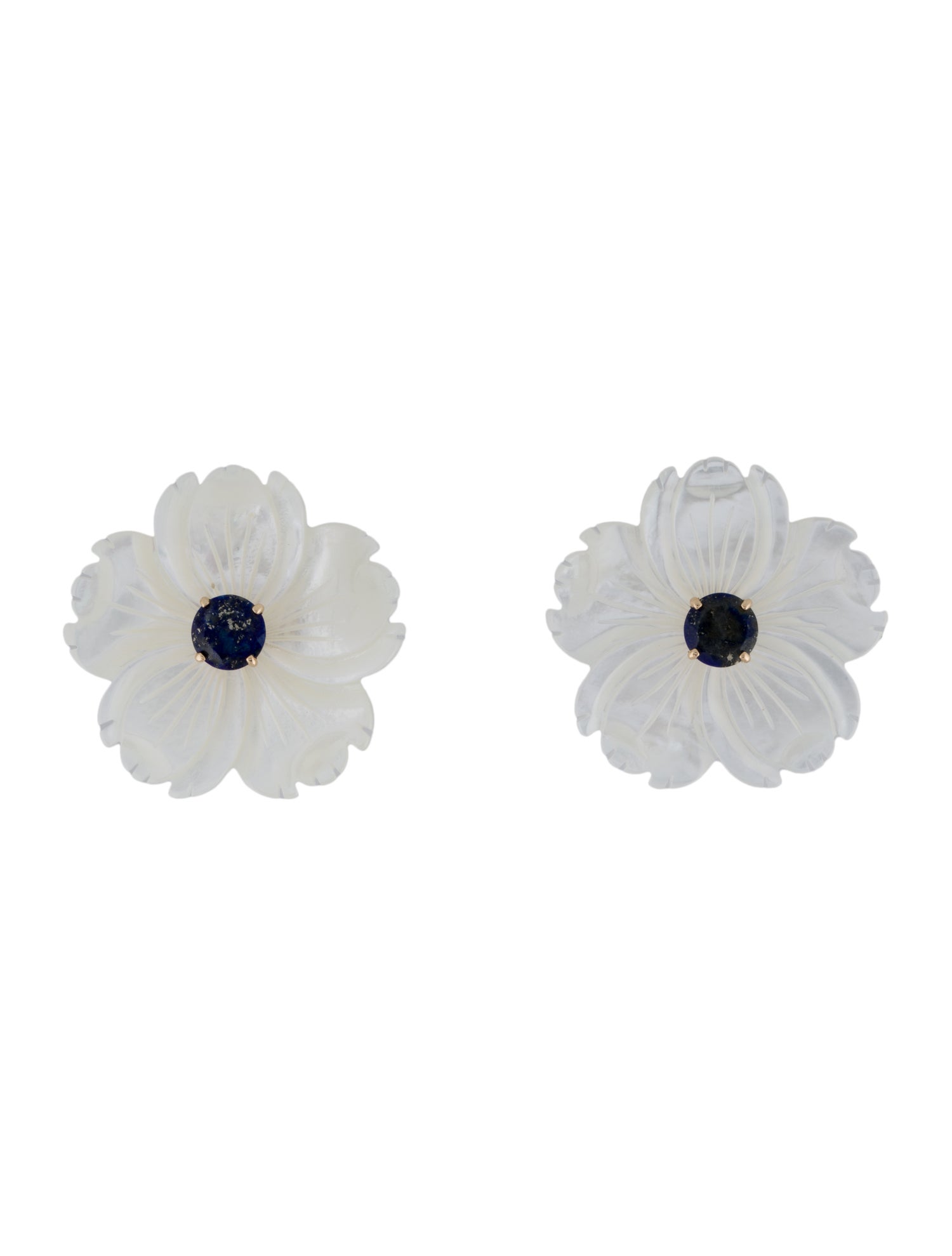 Earrings 14K Mother of Pearl & Lapis Convertible Stud