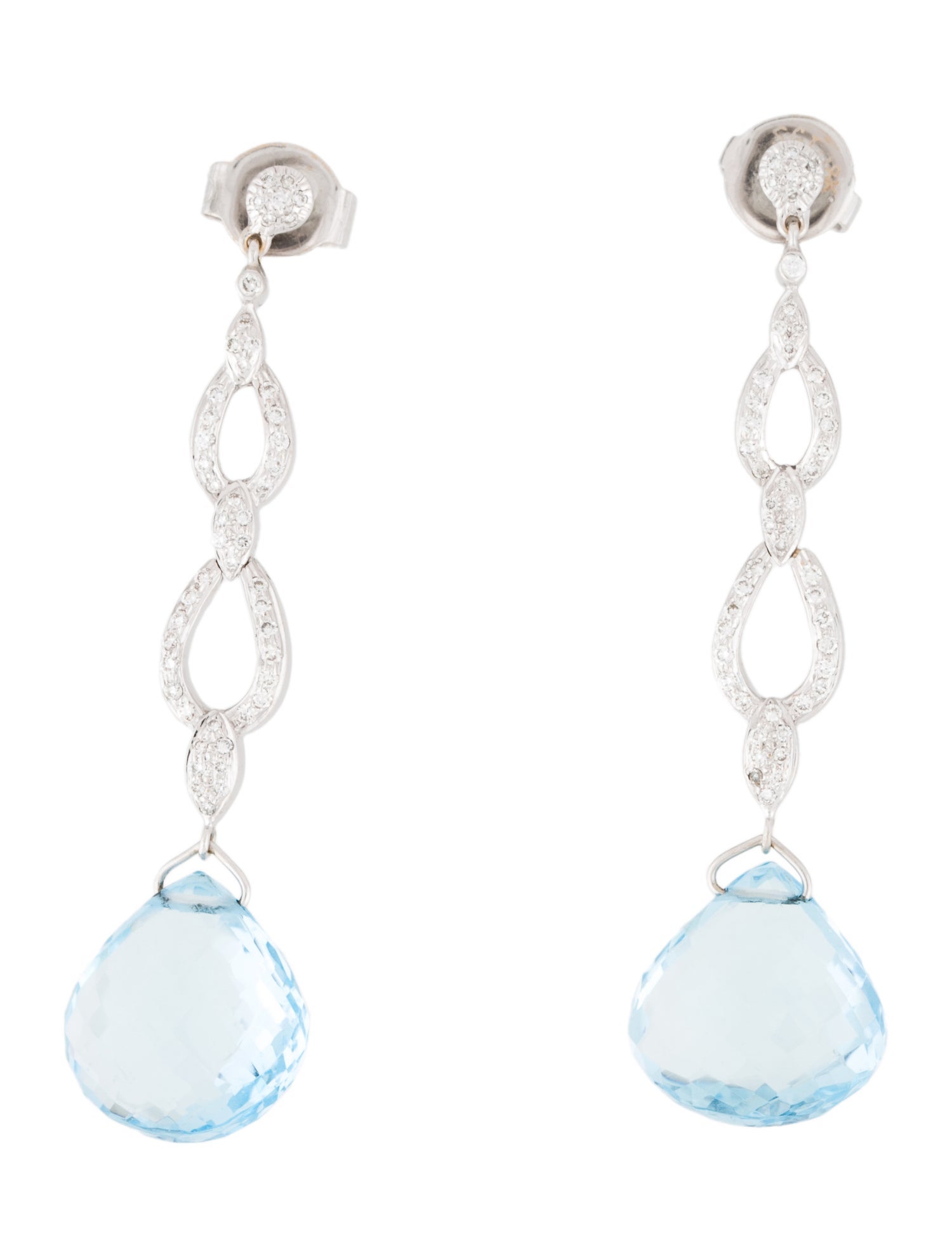 Earrings 18K Topaz & Diamond Drop