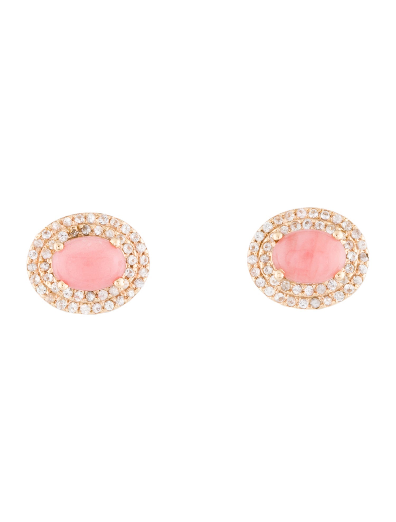 Earrings 14K 1.42ctw Opal & Sapphire Halo Stud Earrings