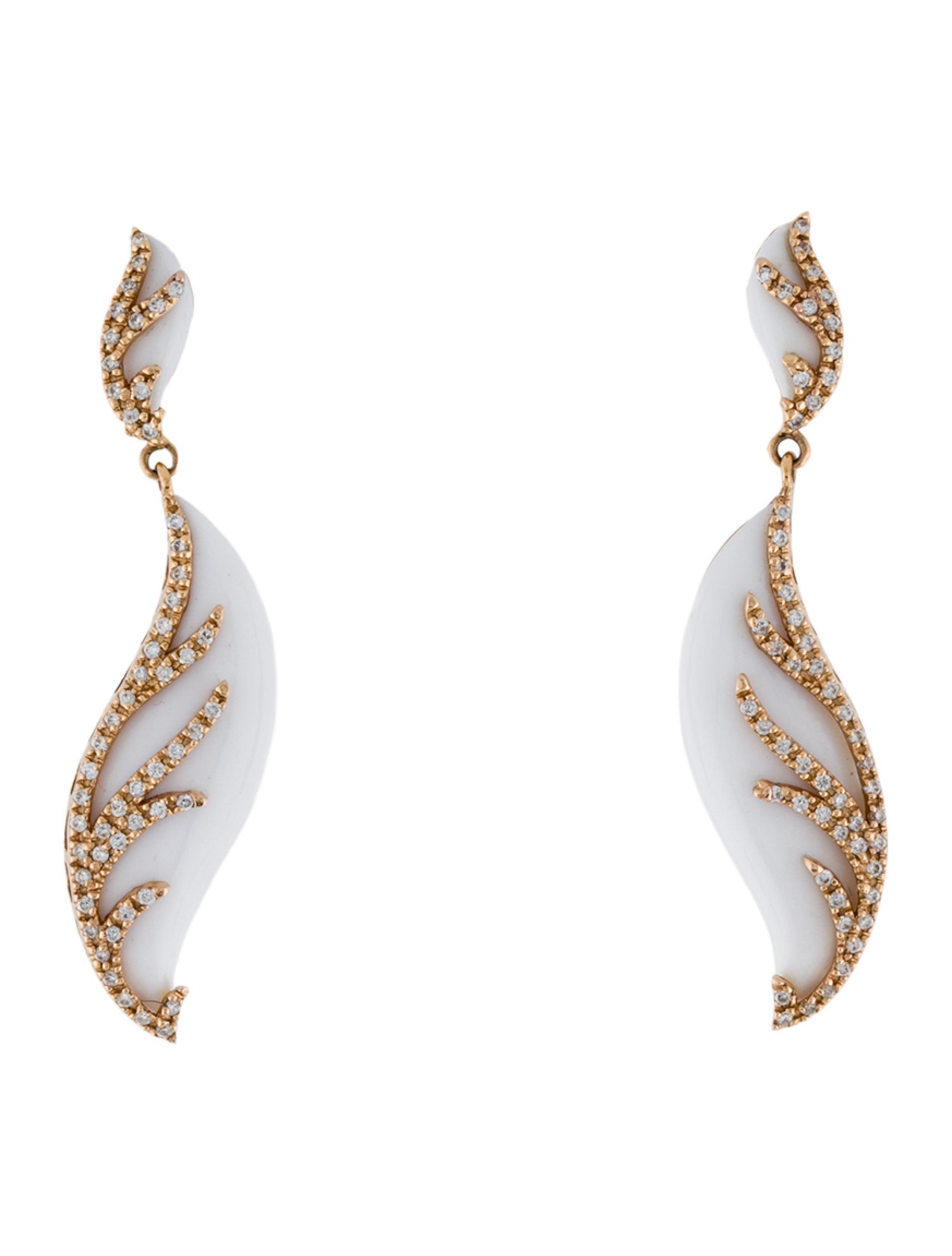 Earrings 18K Chalcedony & Diamond Drop Earrings