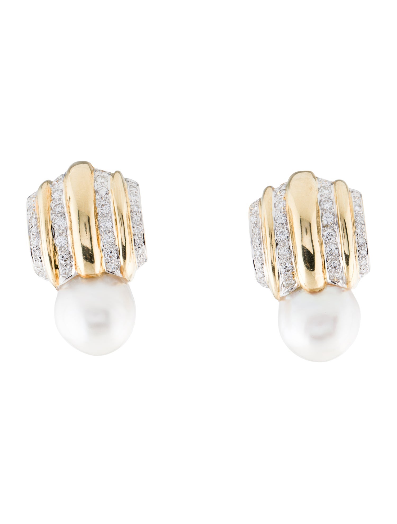 Earrings 18K Pearl & Diamond Earclip Earrings