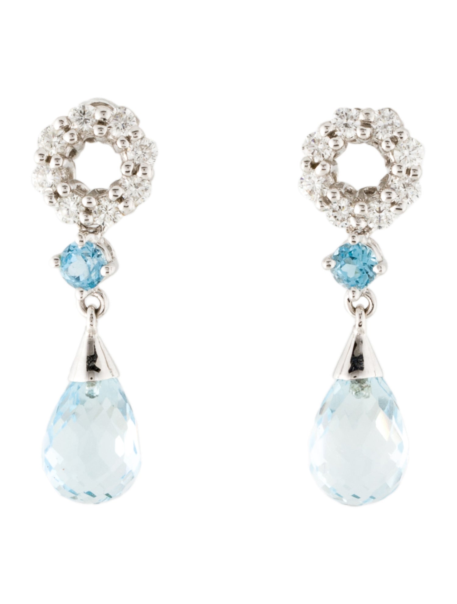 Earrings 18K Topaz & Diamond Drop Earrings