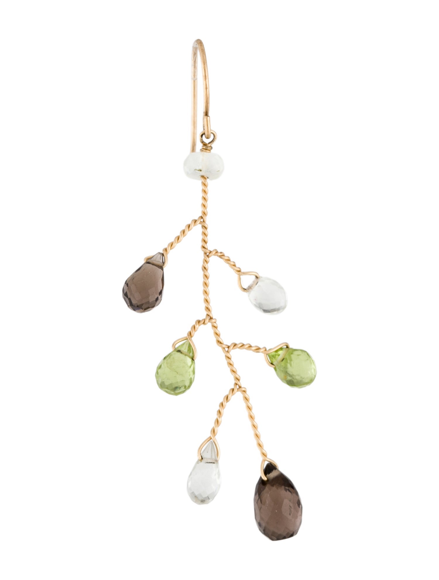 Earrings 14K Multistone Single Drop Earring