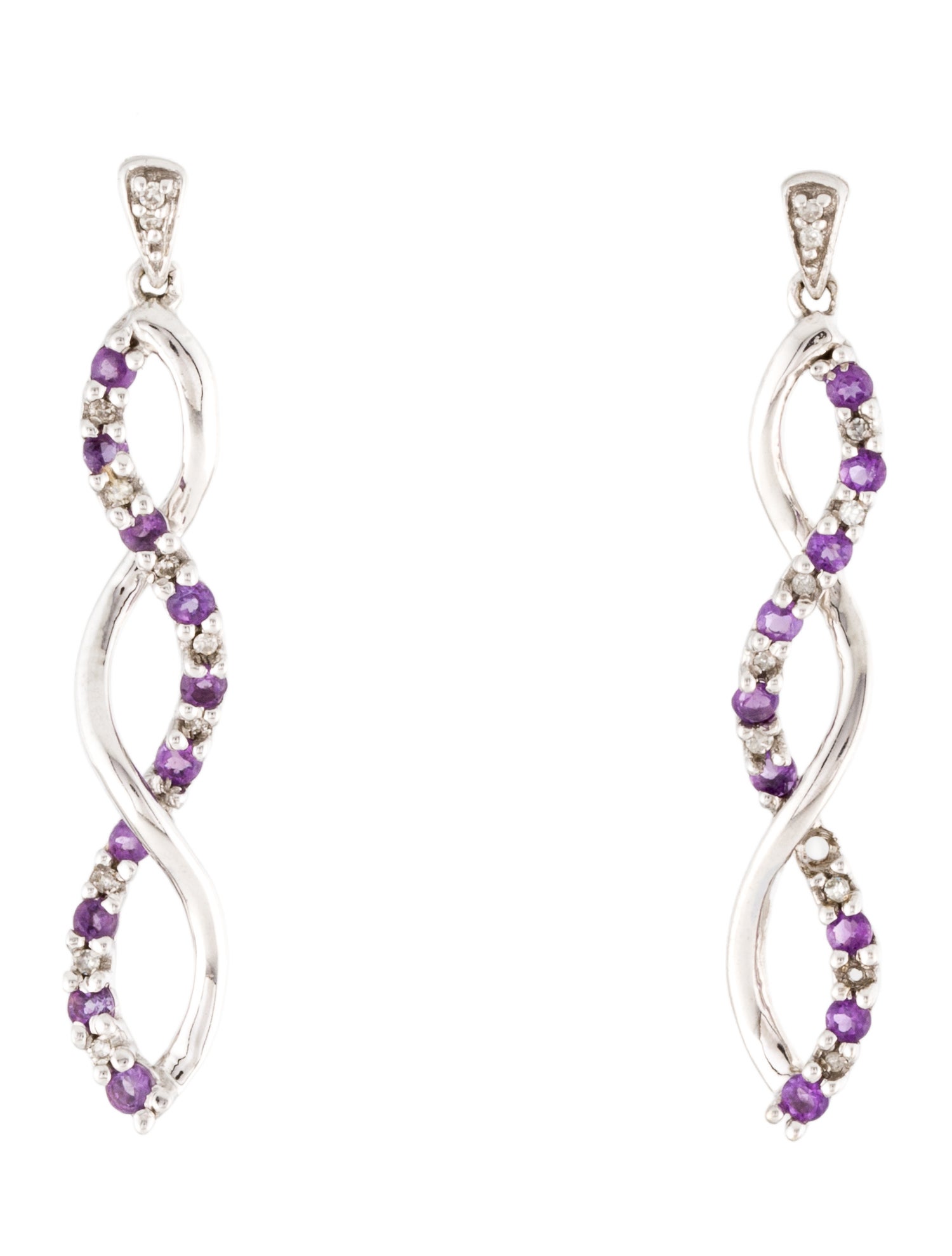 Earrings 10K Amethyst & Diamond Drop Earrings