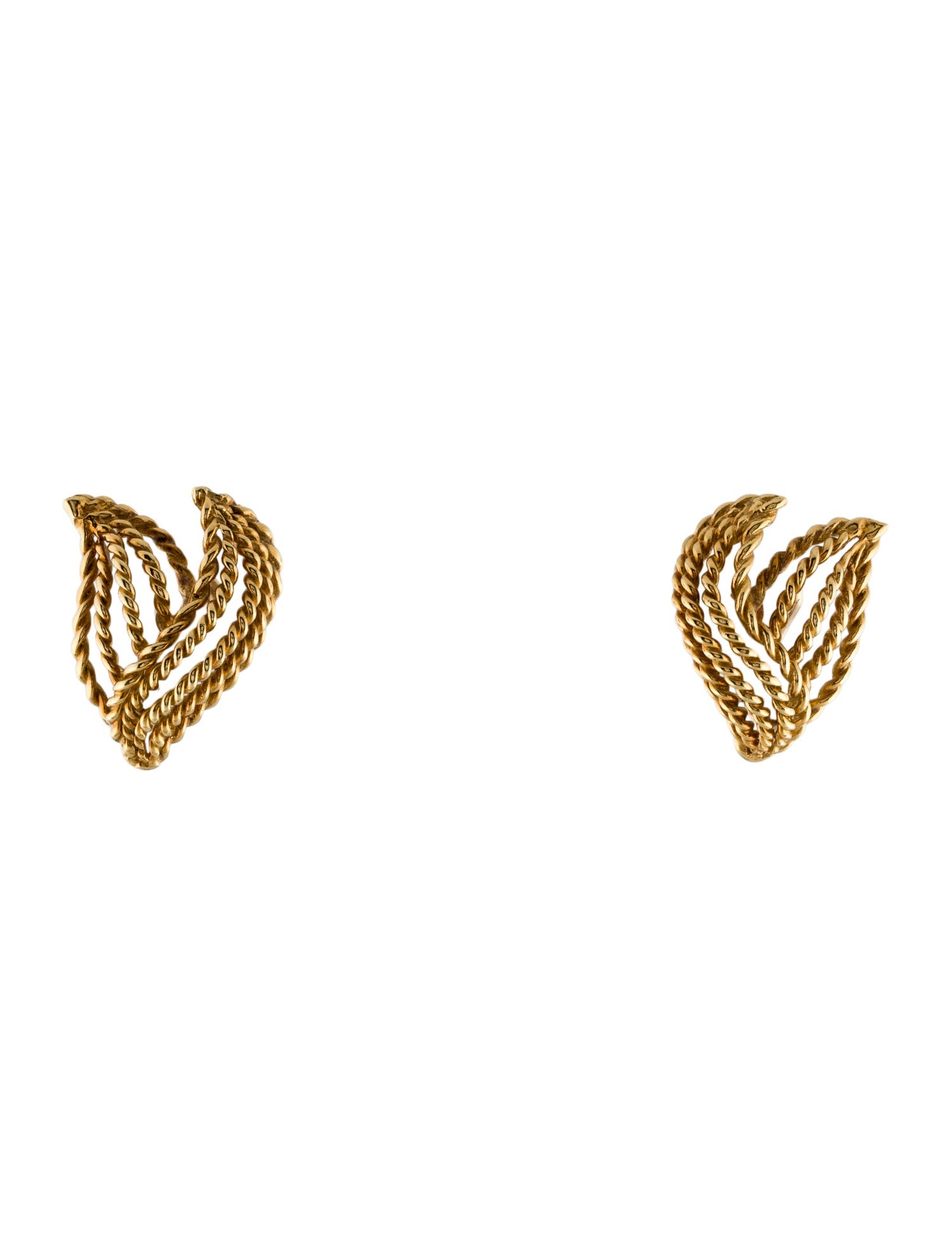 Earrings 18K & 14K Leaf Rope Earclip Earrings