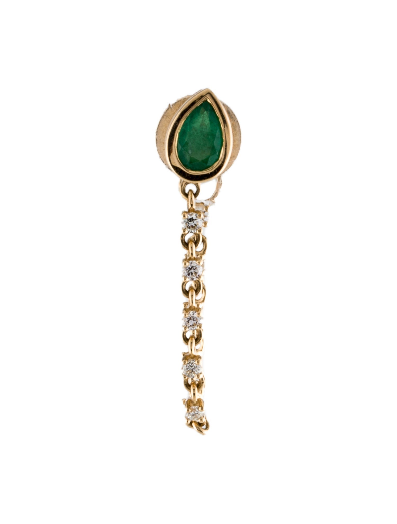 Earrings 18K Emerald & Diamond Single Drop Earring