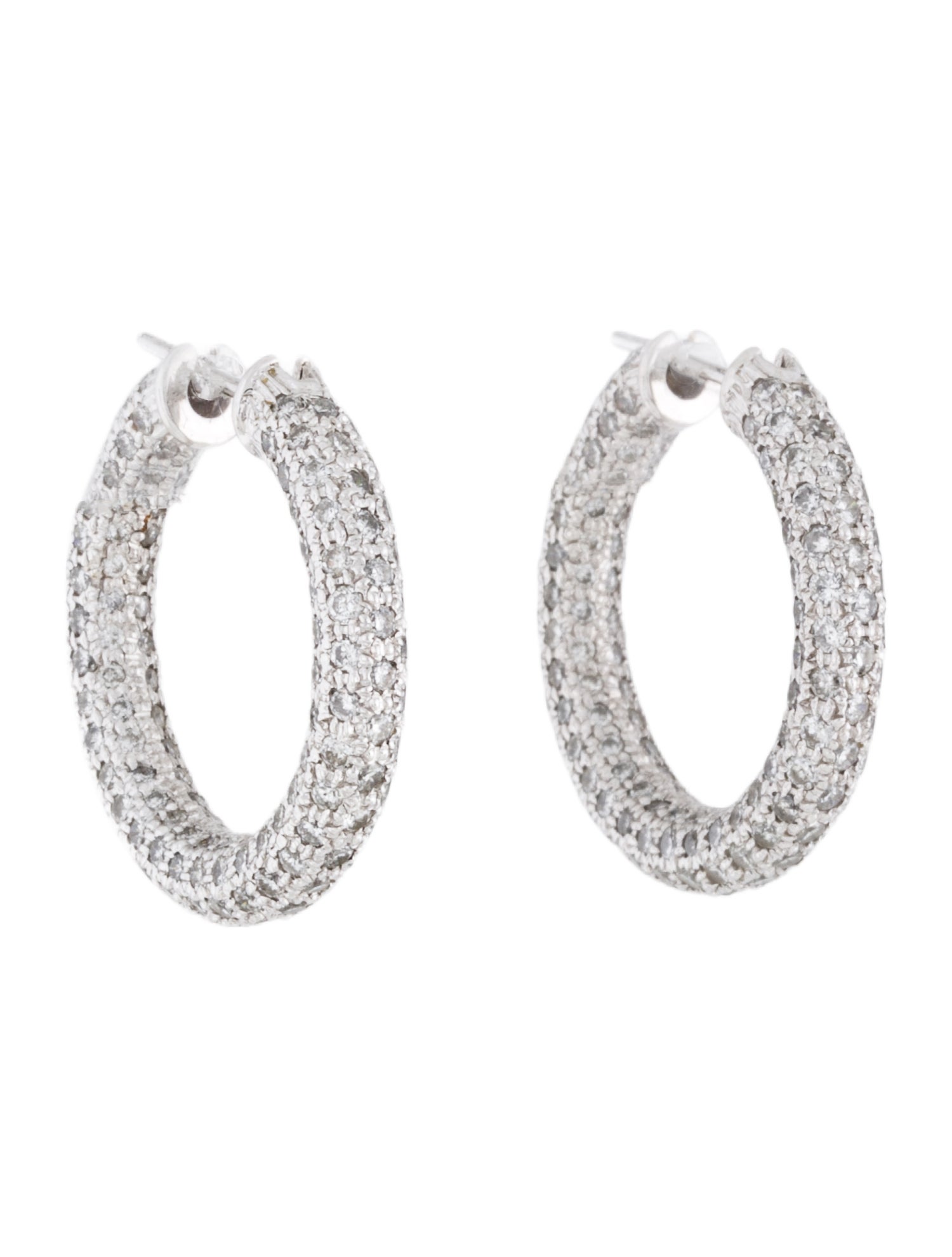 Earrings 18K 6.27ctw Diamond Inside/Outside Hoop
