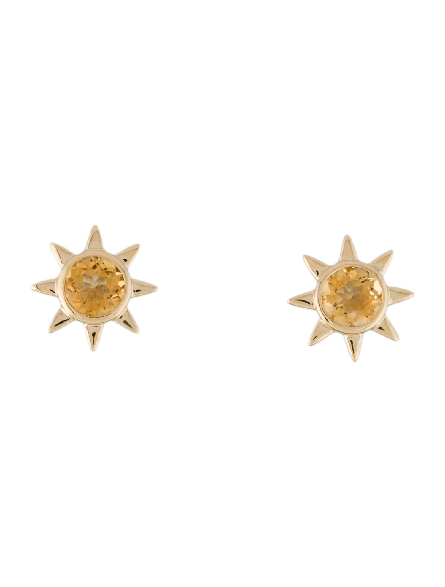 Earrings 18K 1.44ctw Citrine Sun Stud Earrings