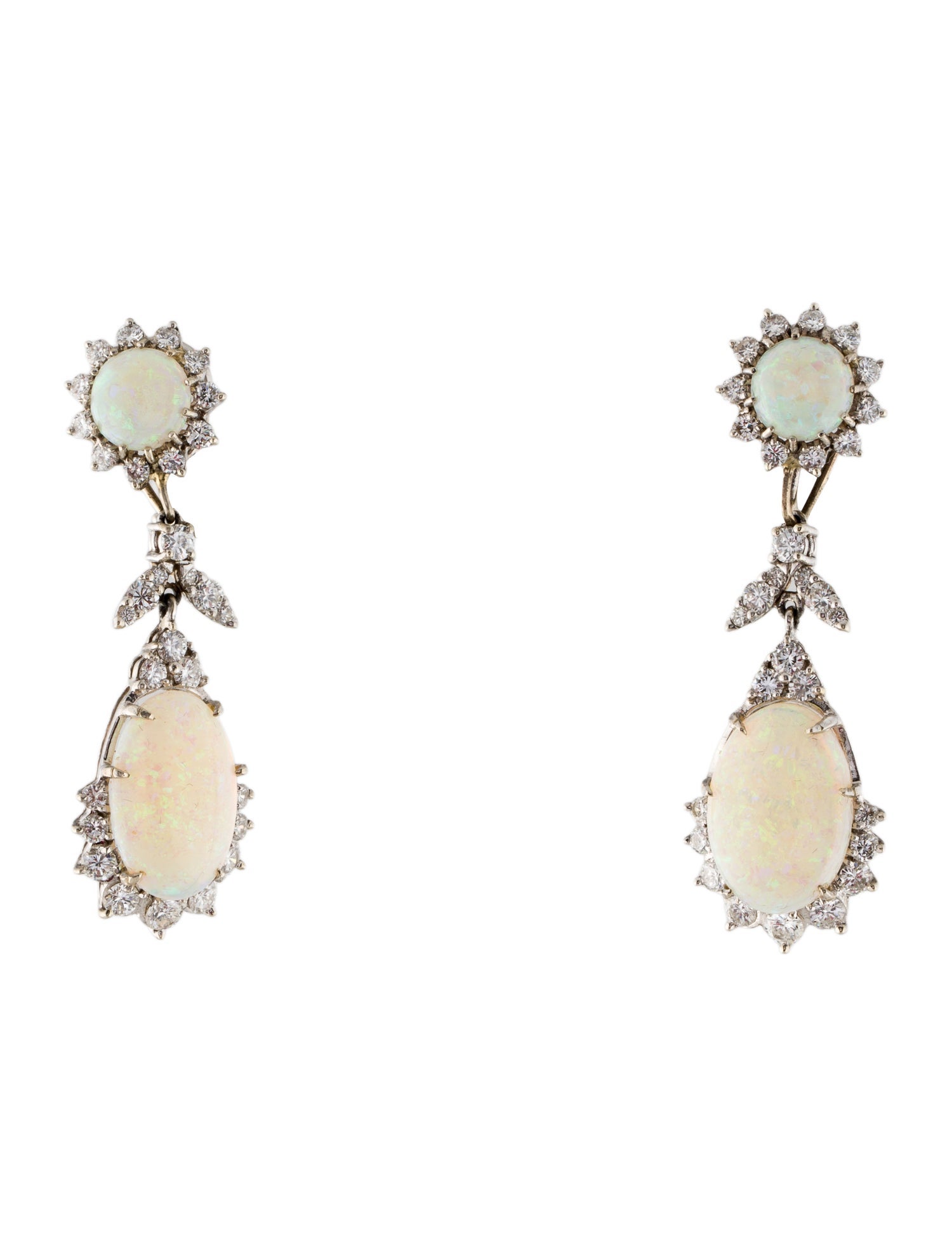 Earrings 14K 3.03ctw Diamond & Opal Earclip Earrings