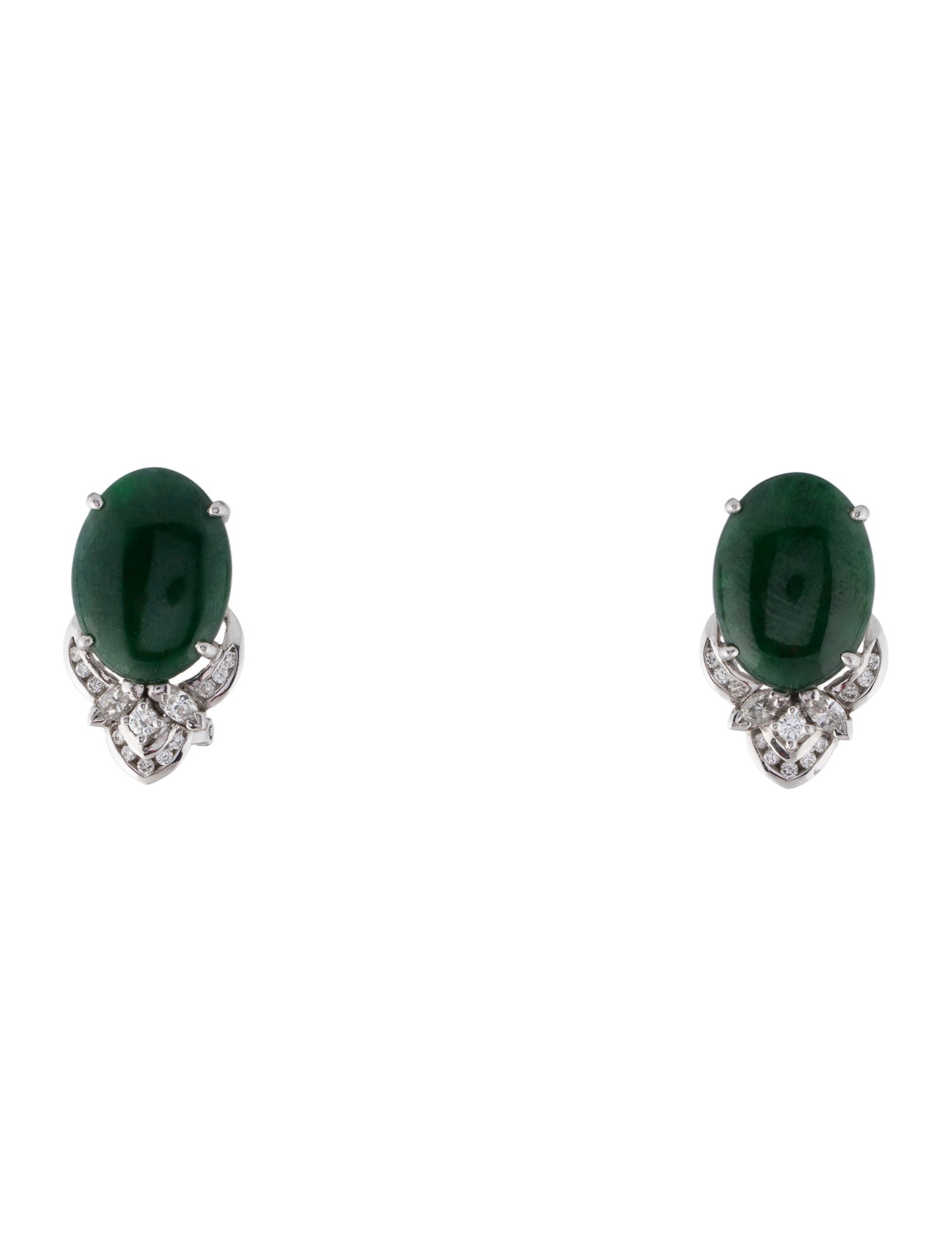 Earrings 18K Dyed Jadeite & Diamond Earclip Earrings