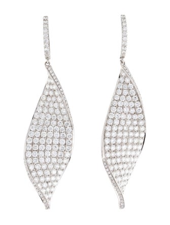 Earrings 18K 7.00ctw Diamond Leaf Motif Drop Earrings