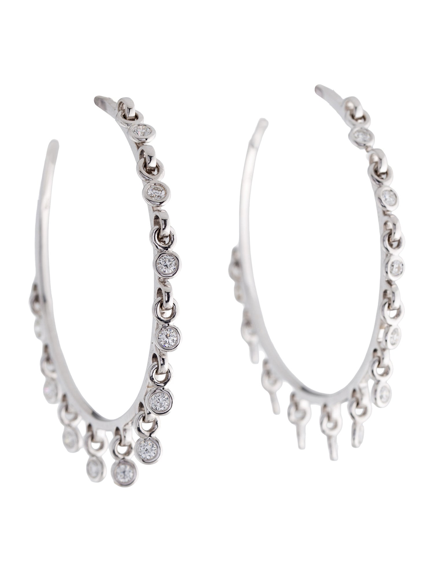 Earrings 18K 1.43ctw Diamond Drops Hoop