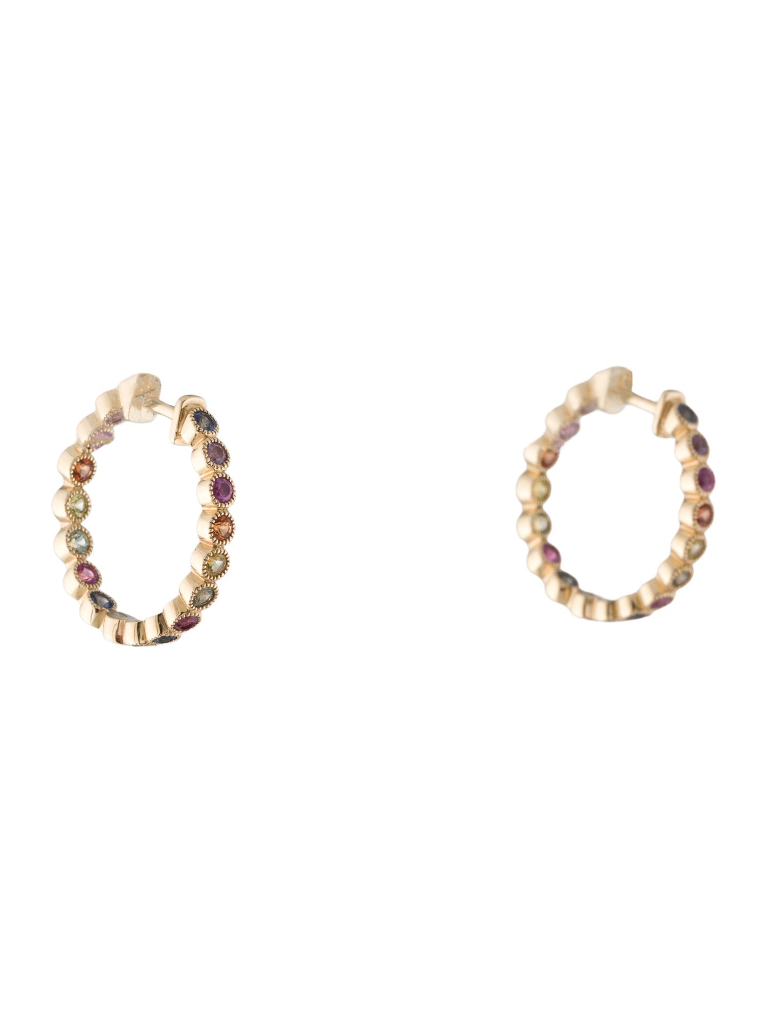 Earrings Oro Alexander 14K 1.12ctw Sapphire Rainbow Hoop Earrings