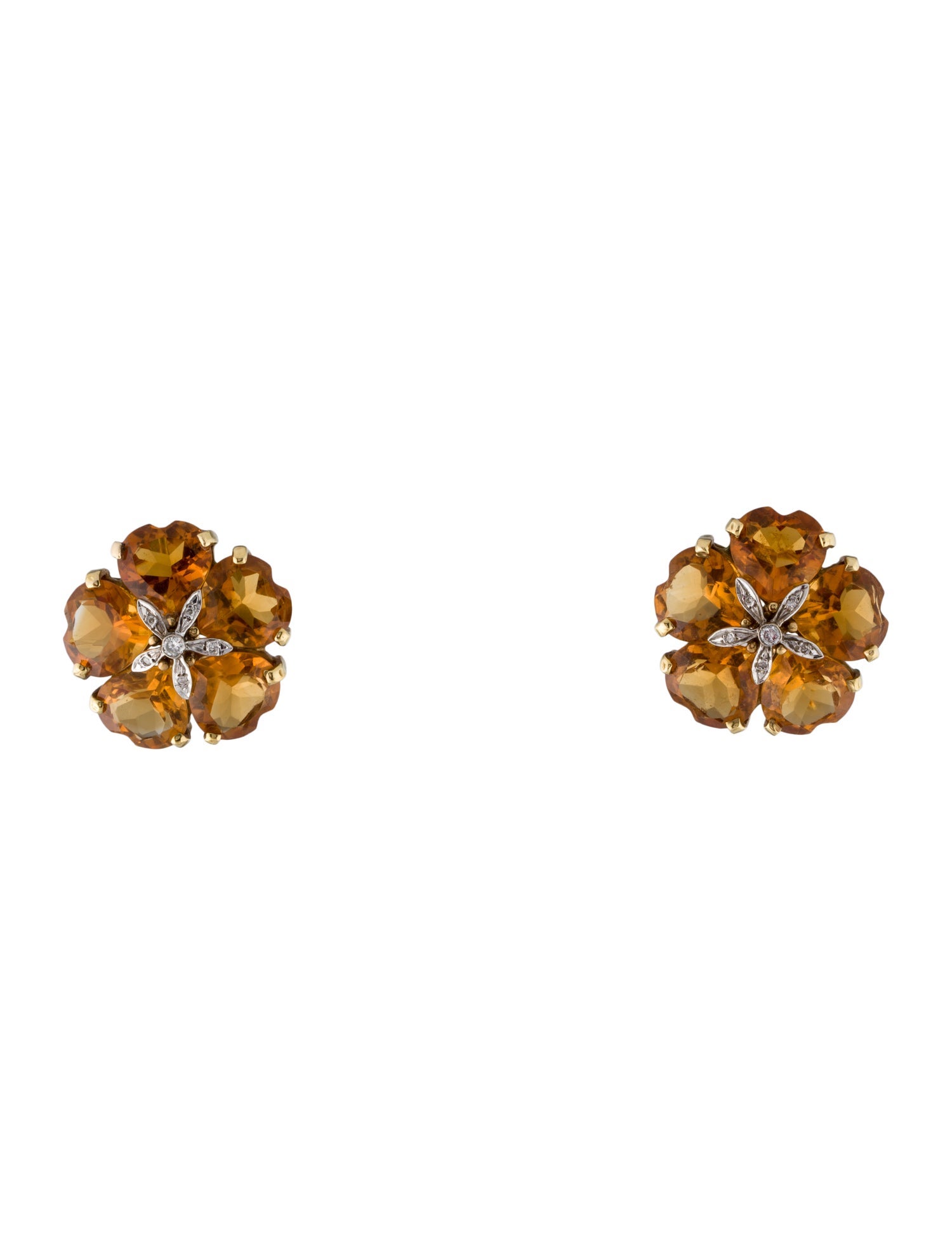 Earrings 14K 52.50ctw Citrine & Diamond Ear-Clip