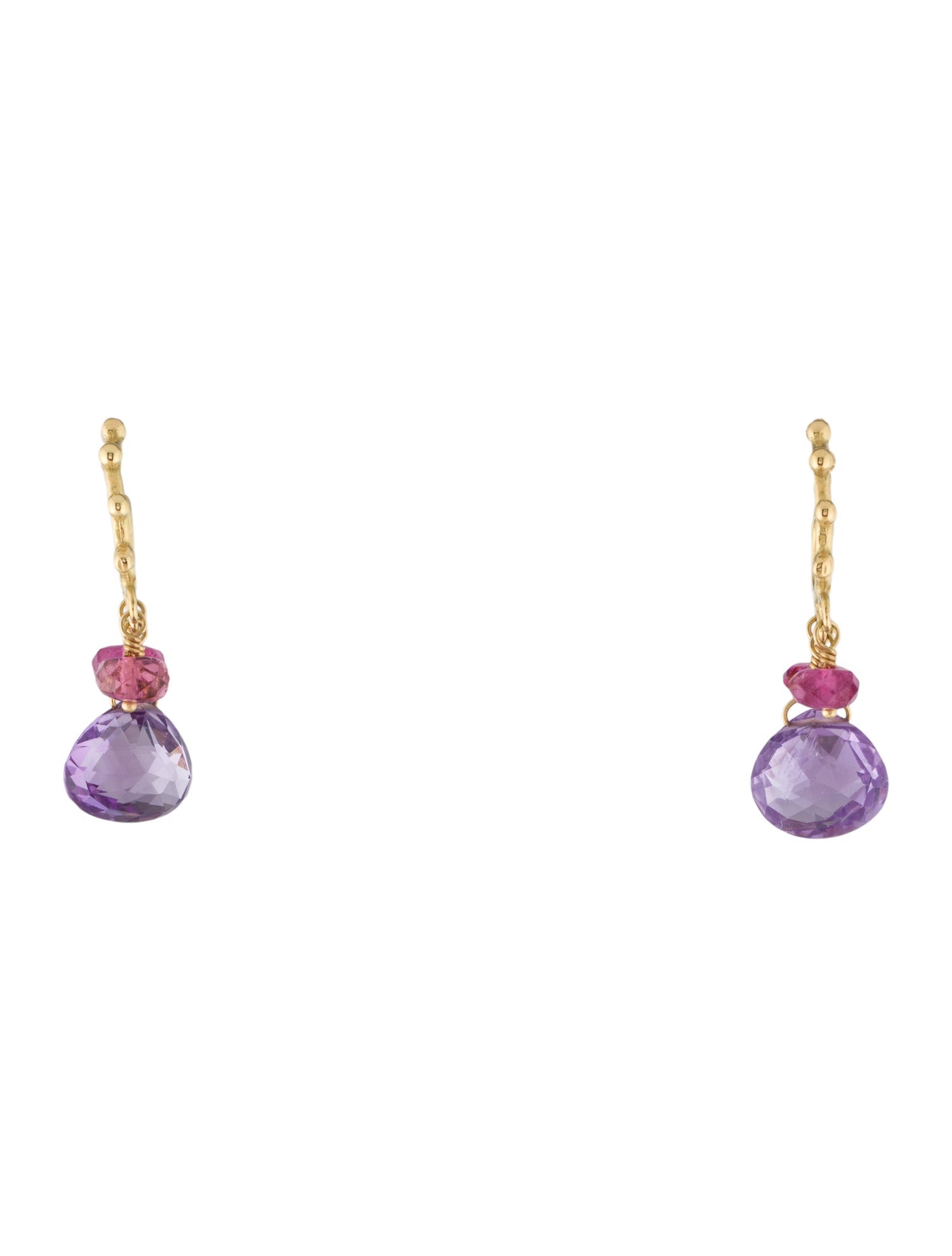 Earrings 18K Amethyst & Tourmaline Drop Earrings