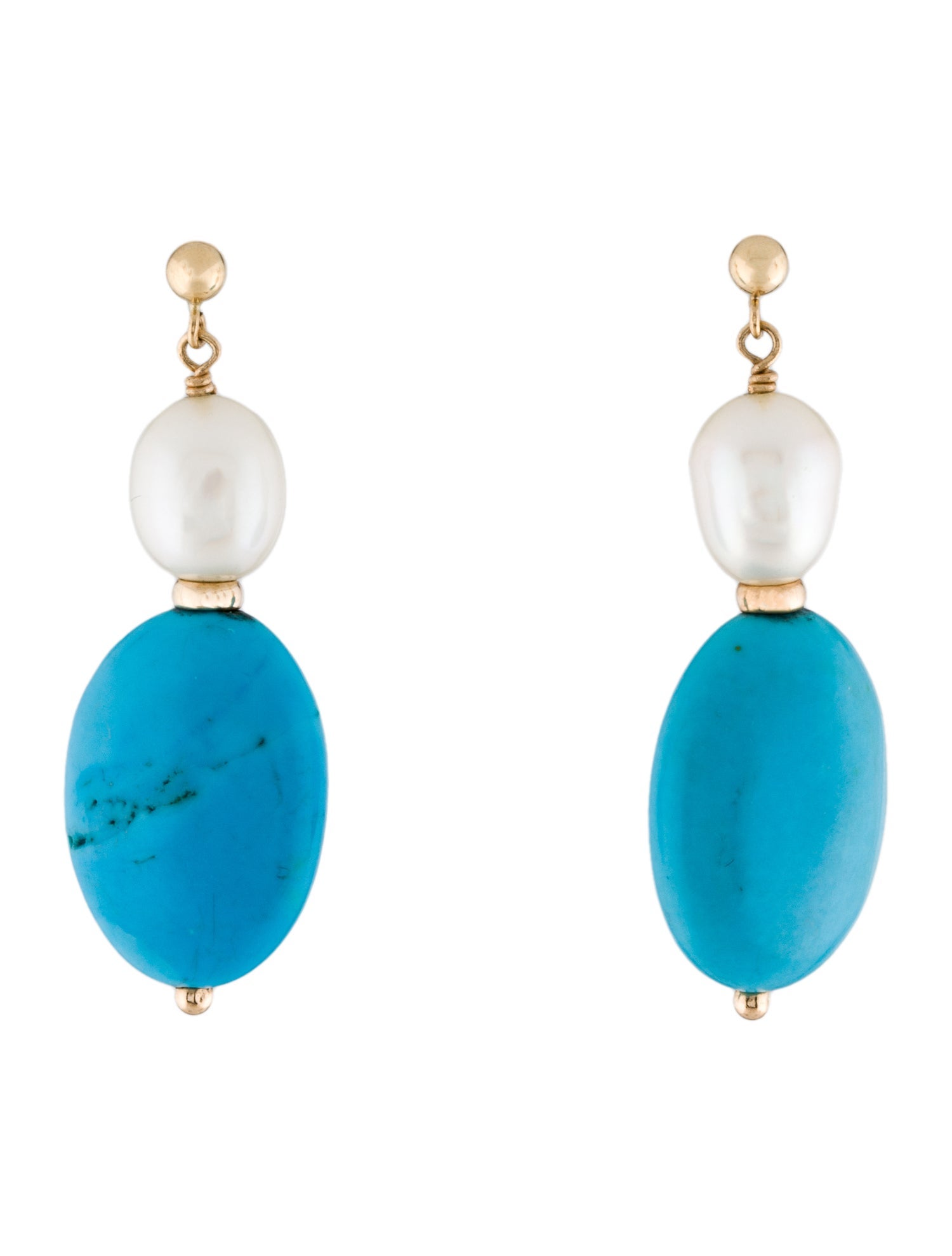 Earrings 14K Pearl & Dyed Magnesite Drop Earrings