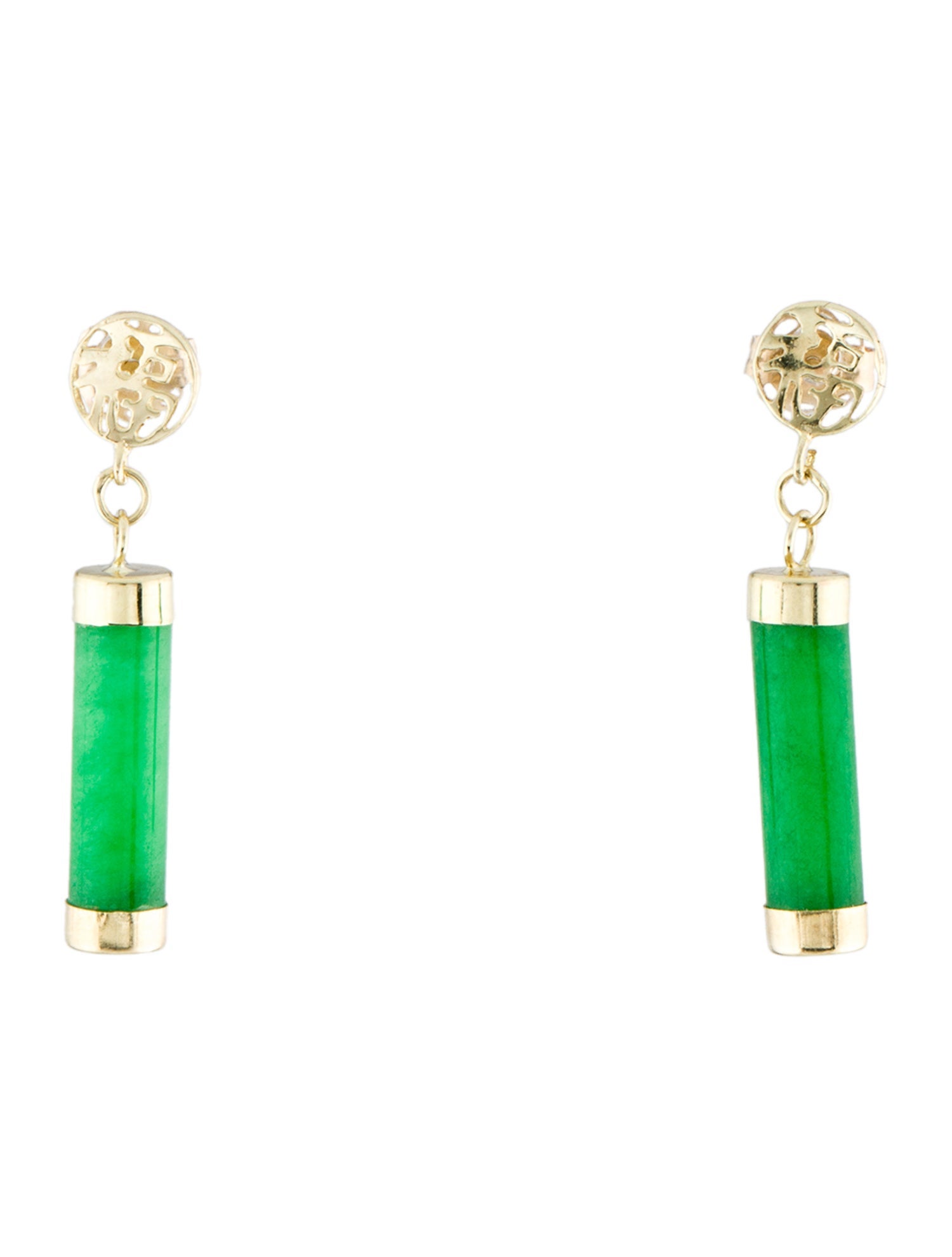 Earrings 14K Dyed Jadeite Drop Earrings