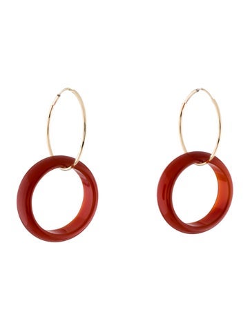 Earrings Drop 14K Carnelian Hoop