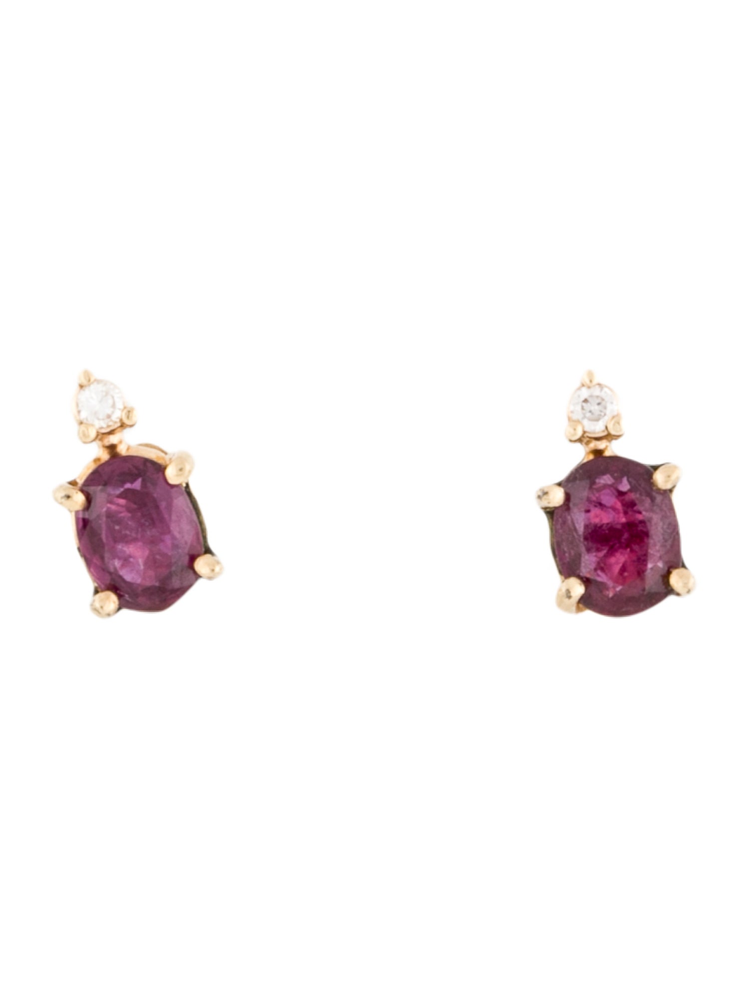 Earrings 14K Ruby & Diamond Stud Earrings