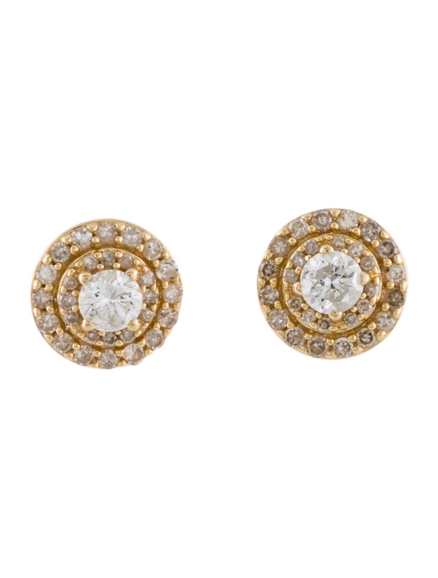 Earrings 14K Diamond Double Halo Stud Earrings