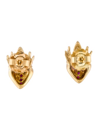 Earrings 18K Ruby Crown Heart Stud Earrings