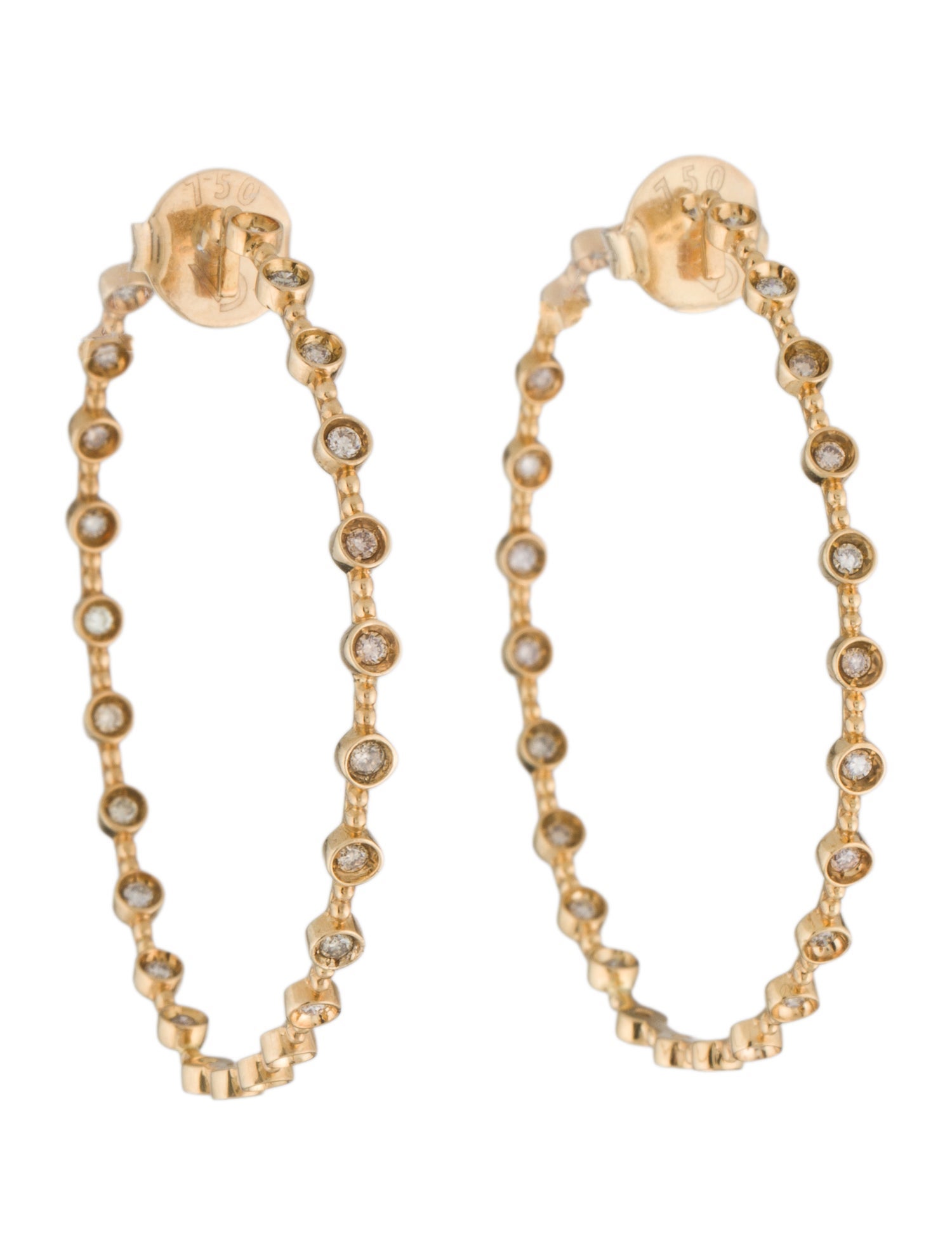 Earrings 18K Diamond Inside Out Hoop Earrings