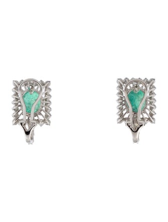 Earrings 18K Emerald & Diamond Earclips