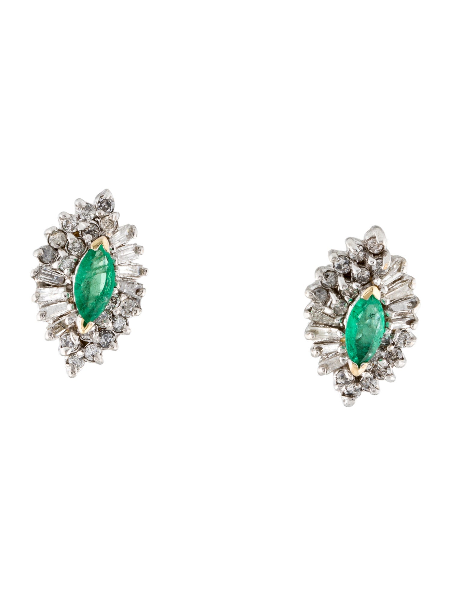Earrings 14K Emerald & Diamond Ear-Clip