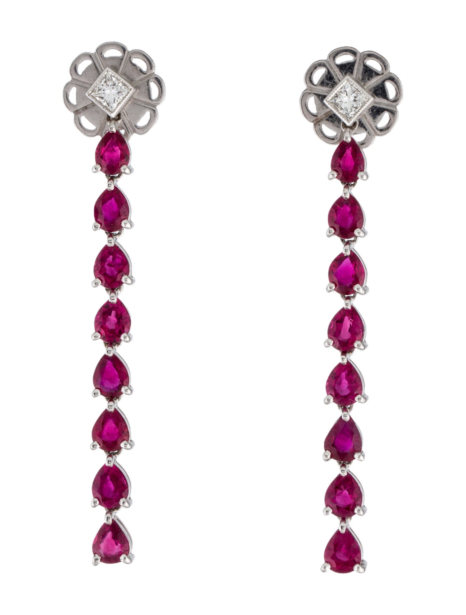 Earrings 18K 5.44ctw Ruby & Diamond Chandelier