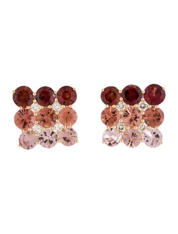 Earrings Stud 18K Multi-Colored Spinel Statement