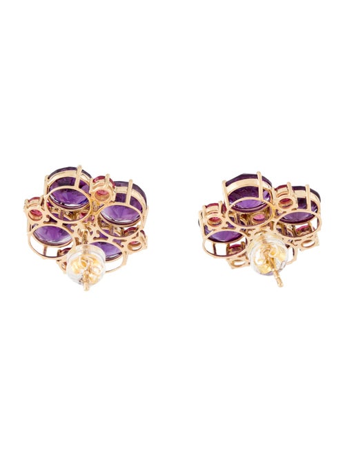 Earrings 18K Amethyst & Spinel Stud Earrings