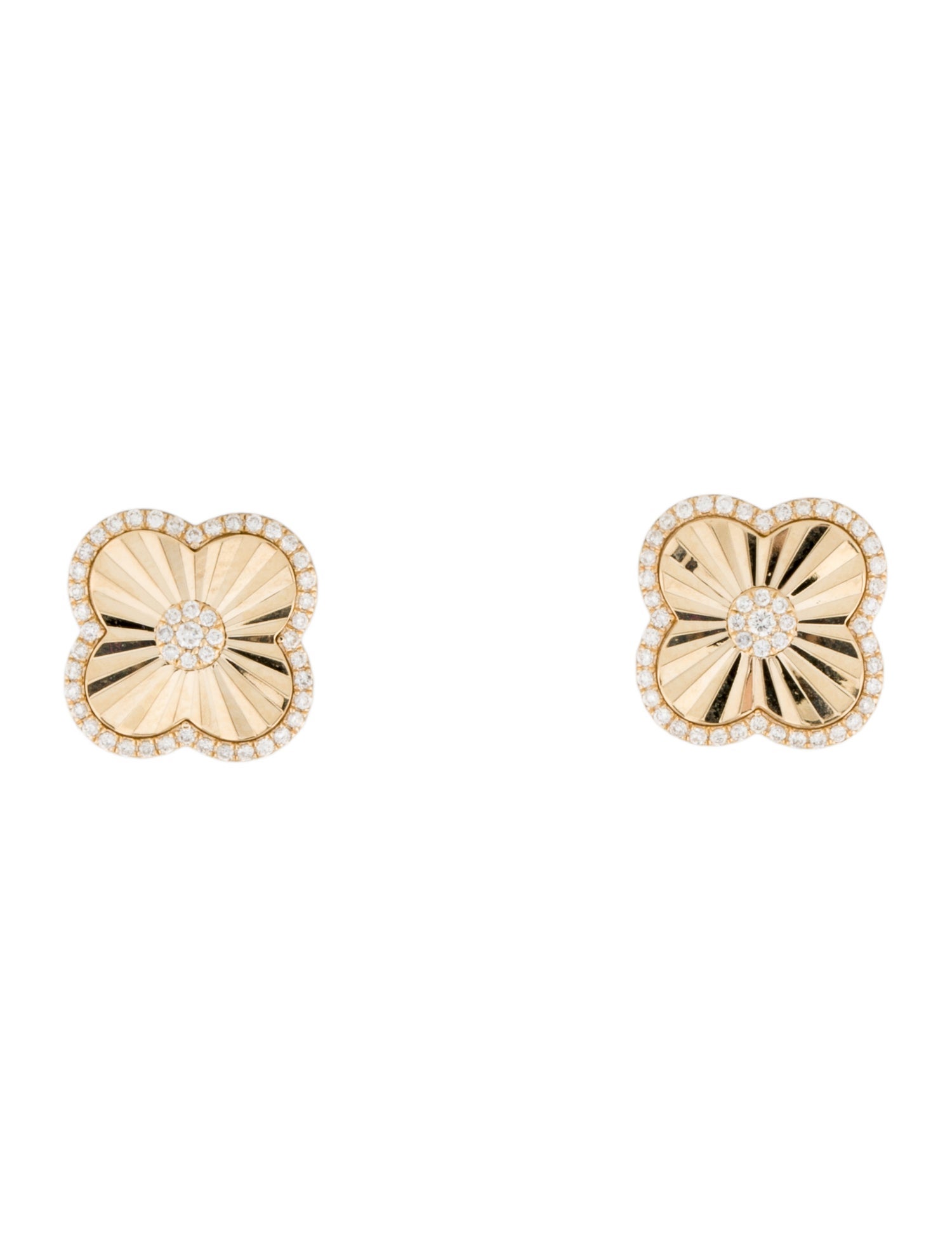 Earrings 14K Diamond Clover Stud Earrings