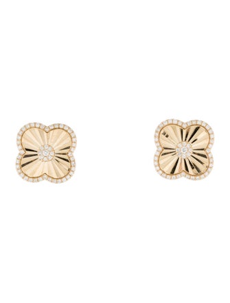 Earrings 14K Diamond Clover Stud Earrings