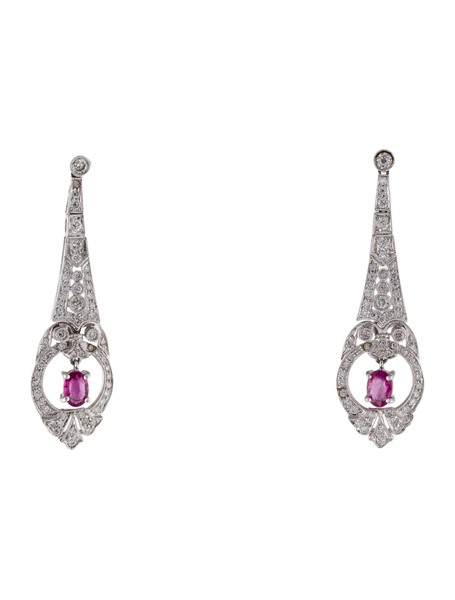 Earrings 18K 1.19ctw Diamond & Ruby Drop
