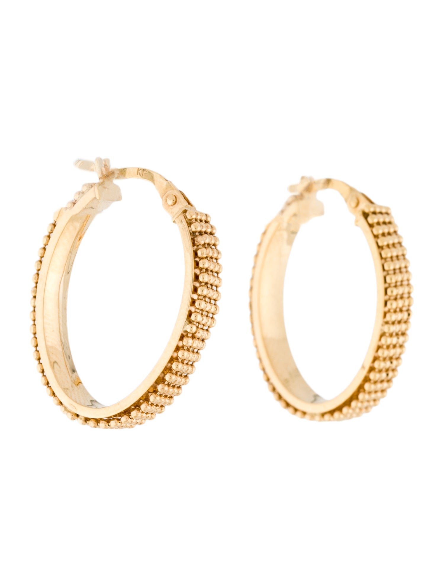 Earrings 14K Beaded Hoop