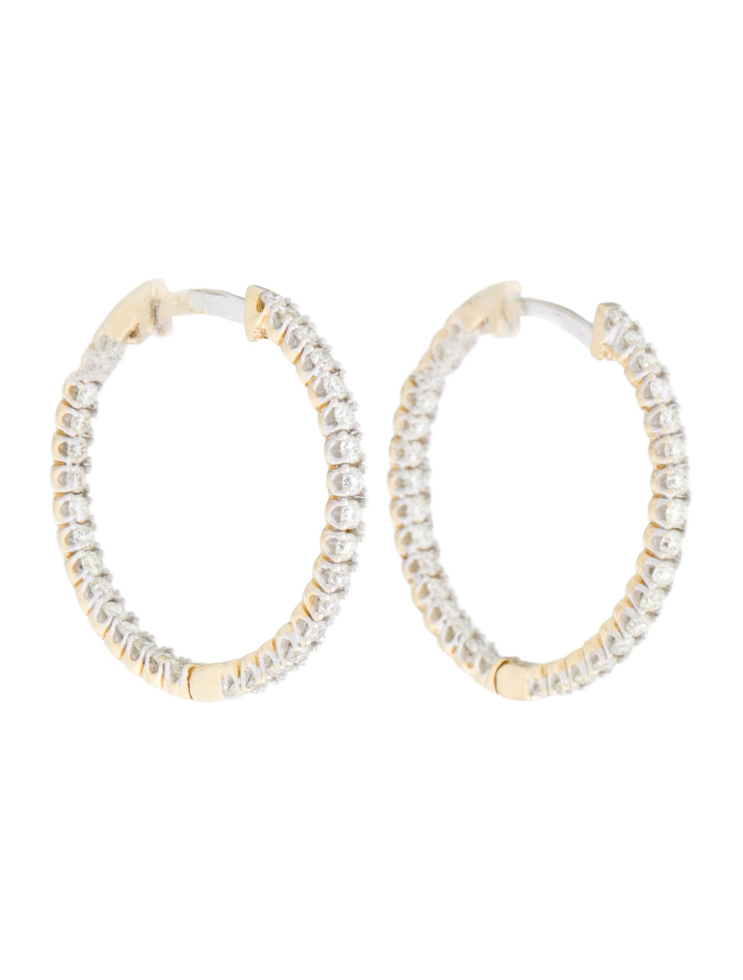 Earrings 14K Diamond Inside Out Hoop Earrings
