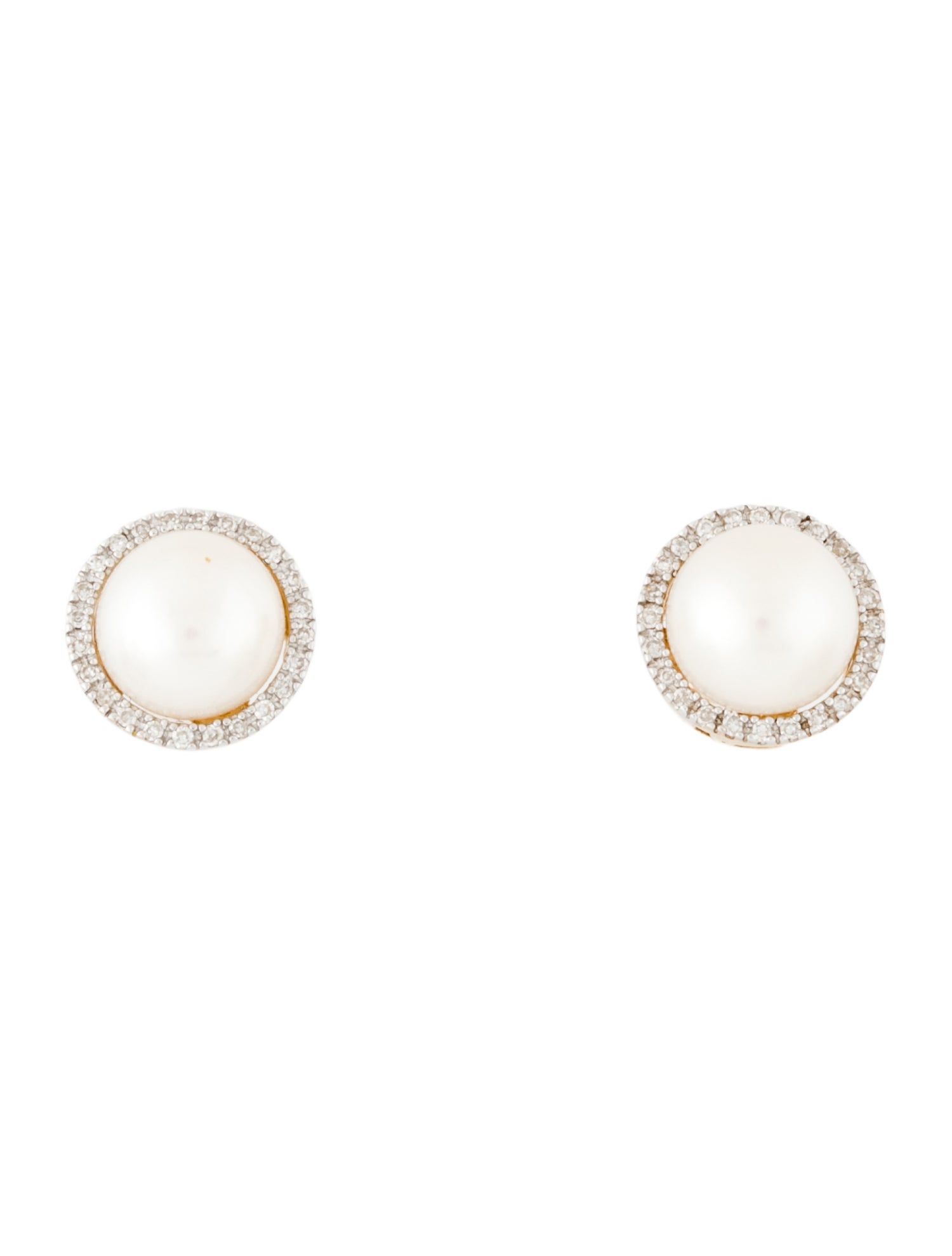 Earrings 14K Pearl & Diamond Stud Earrings