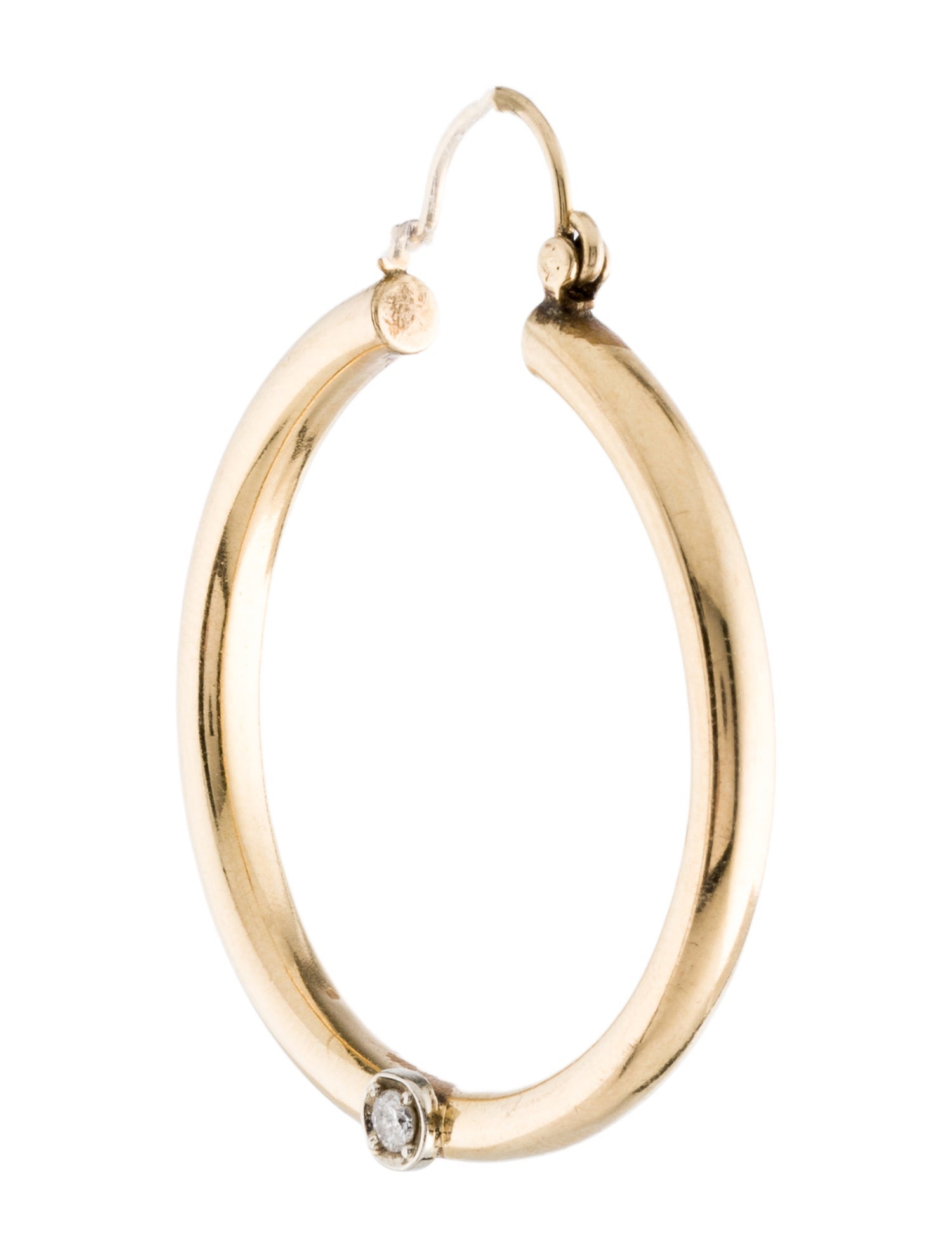 Earrings 14K Diamond Single Hoop Earring