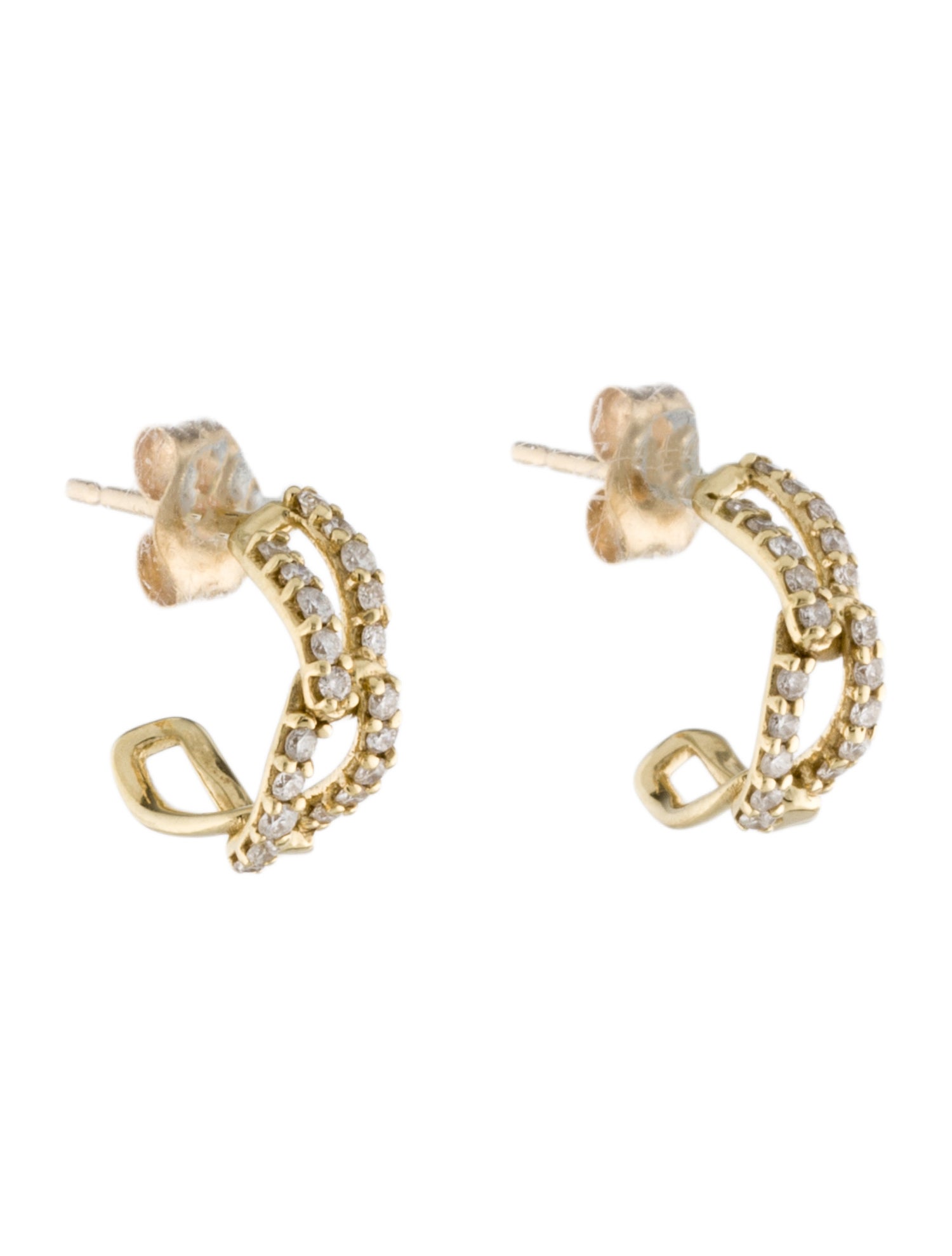 Aurate 14K Diamond Open Link Hoop Earrings