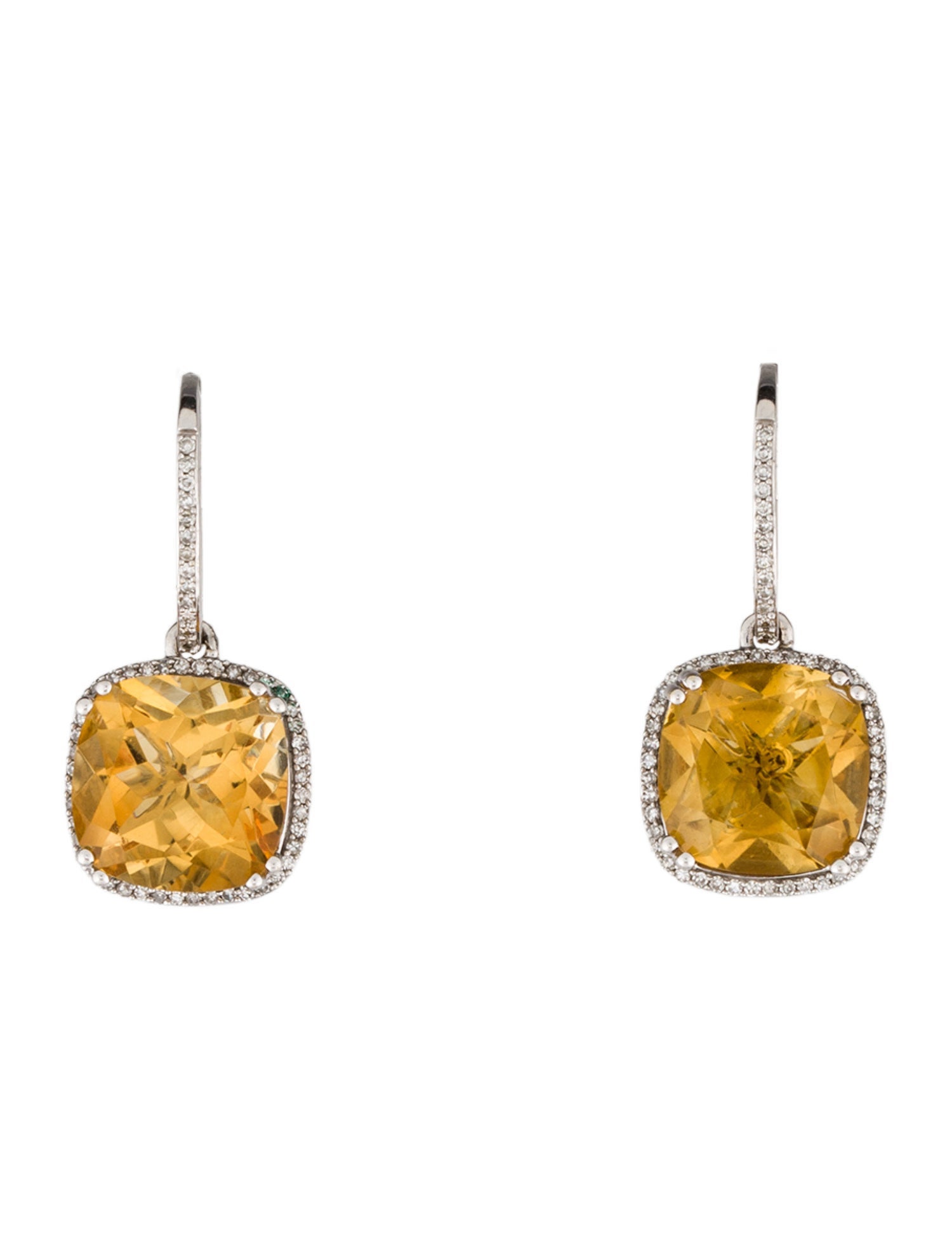 Earrings 14K 8.43ctw Citrine & Diamond Drop Earrings