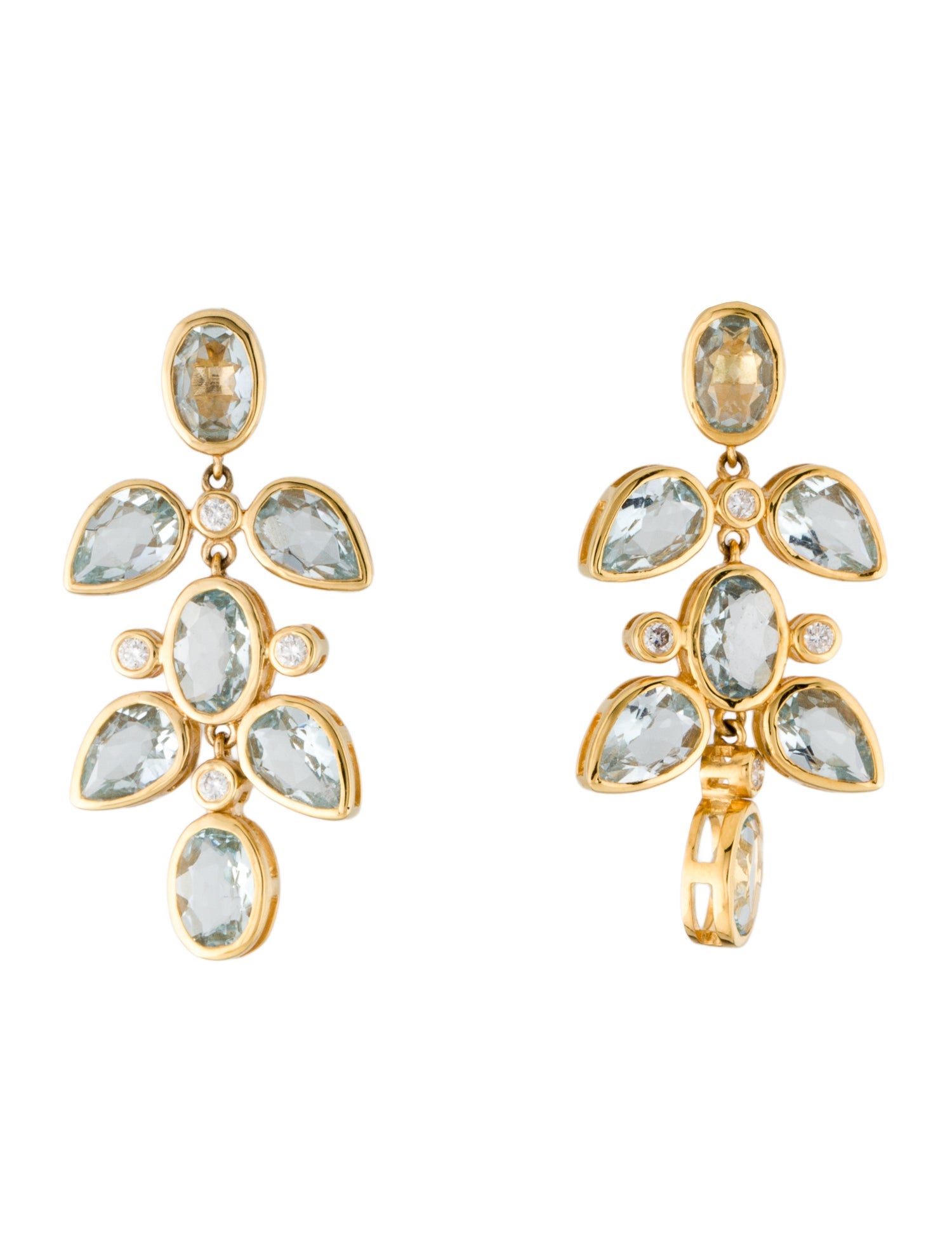 Earrings 14K 4.23ctw Aquamarine & Diamond Drop Earrings