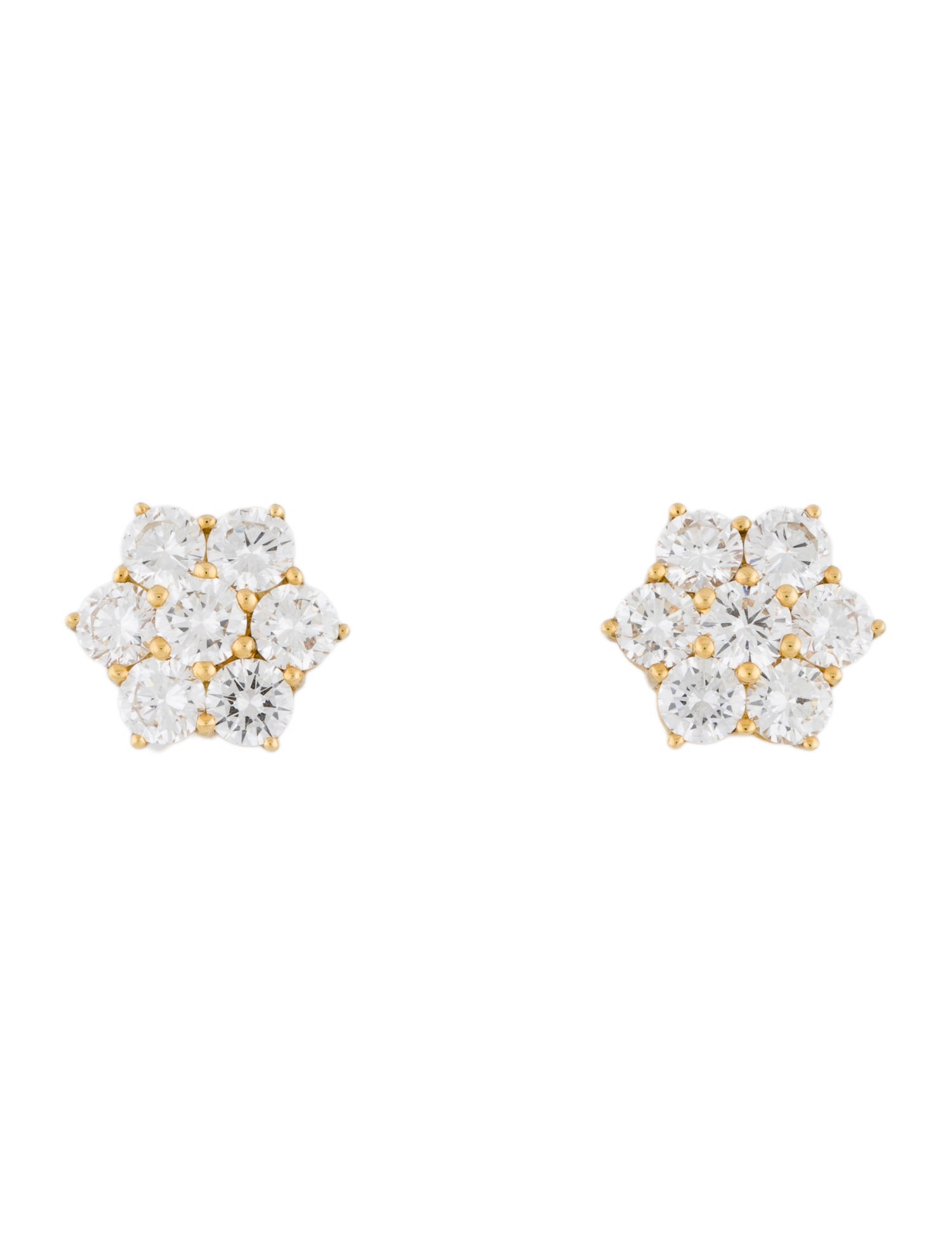 Earrings 18K 3.72ctw Diamond Flower Stud
