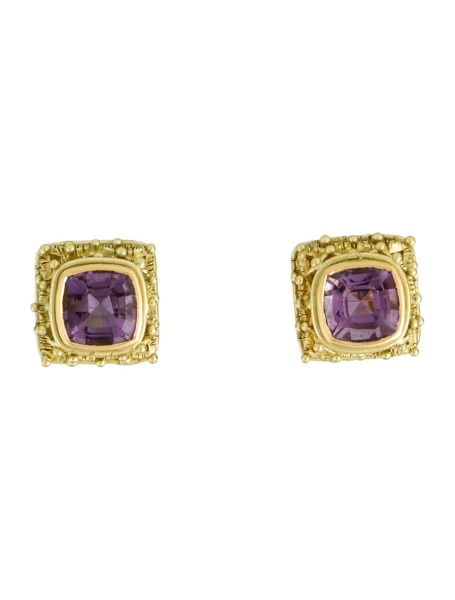 Earrings 18K 4.15ctw Amethyst Earclips