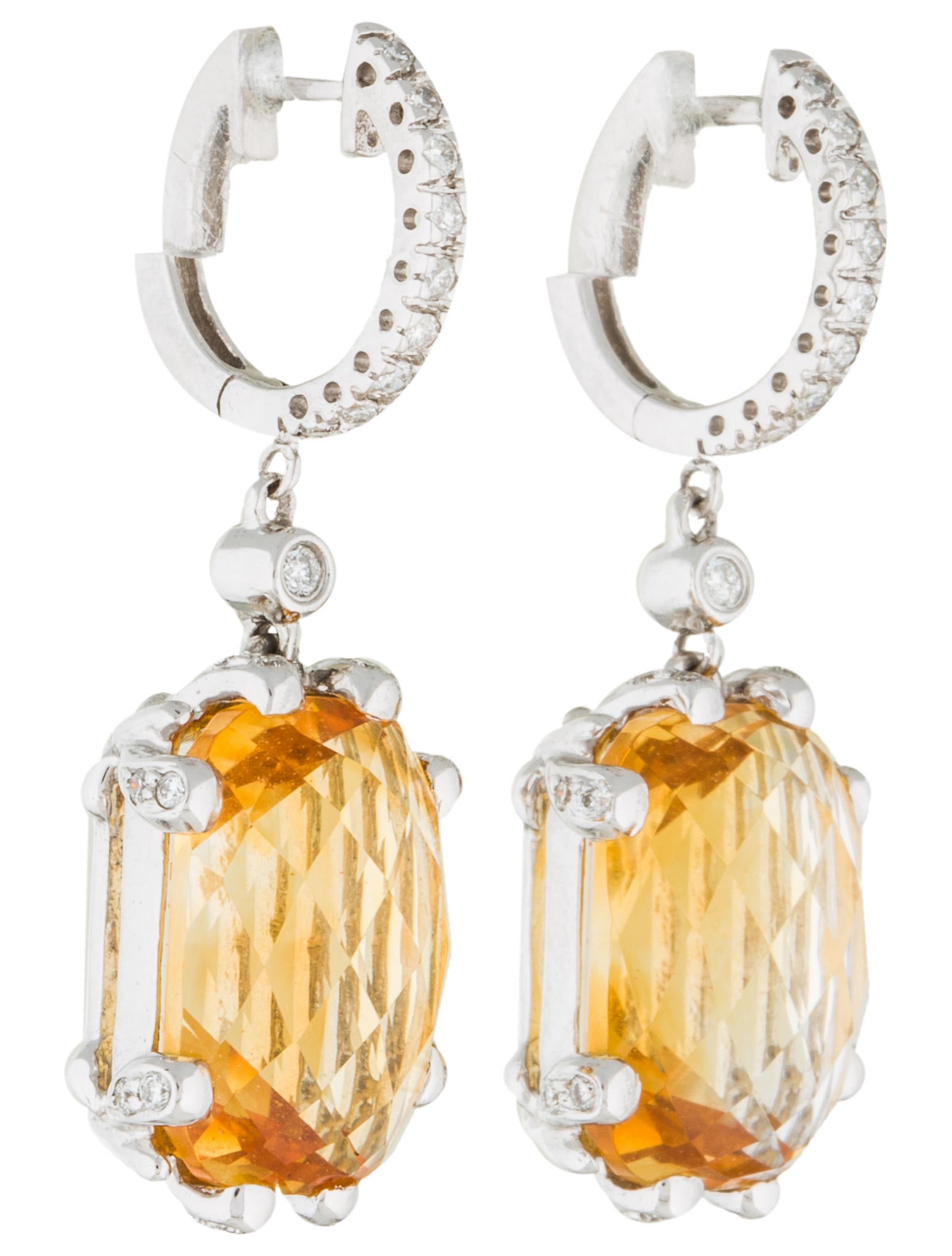 14K Citrine & Diamond Drop Earrings Earrings EARRI35185 The RealReal