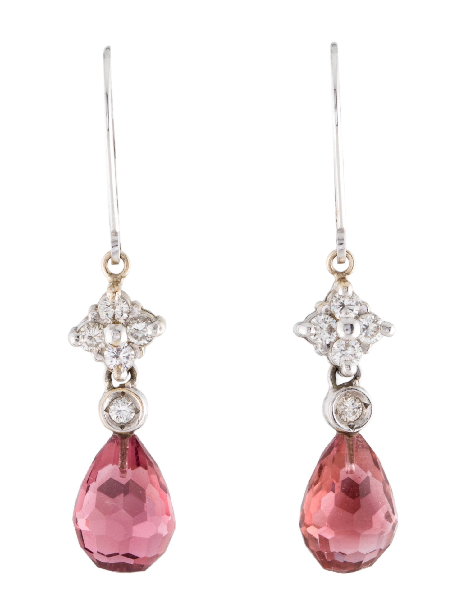 Earrings 14K Tourmaline & Diamond Drop Earrings