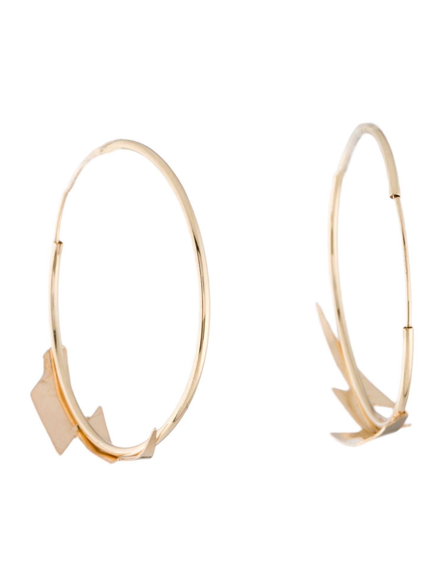 Earrings 14K Lightning Bolt Hoop Earrings