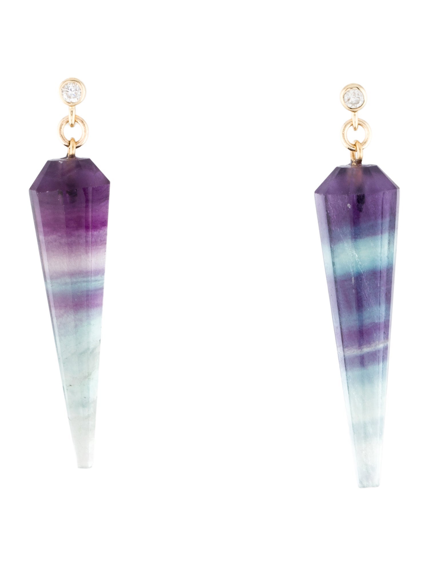 Earrings 14K Fluorite & Diamond Drop Earrings
