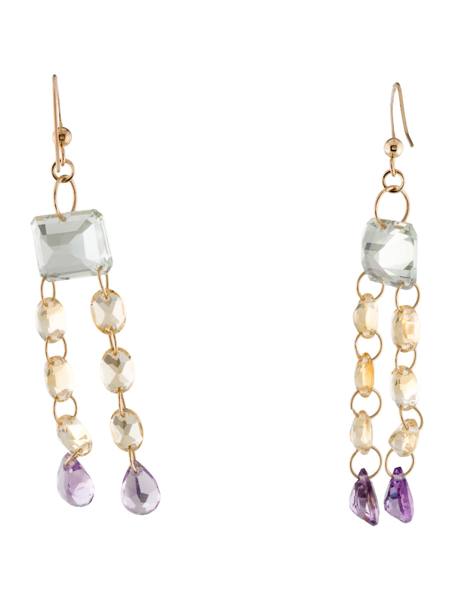 Earrings 14K Quartz, Amethyst, Citrine Drop Earrings